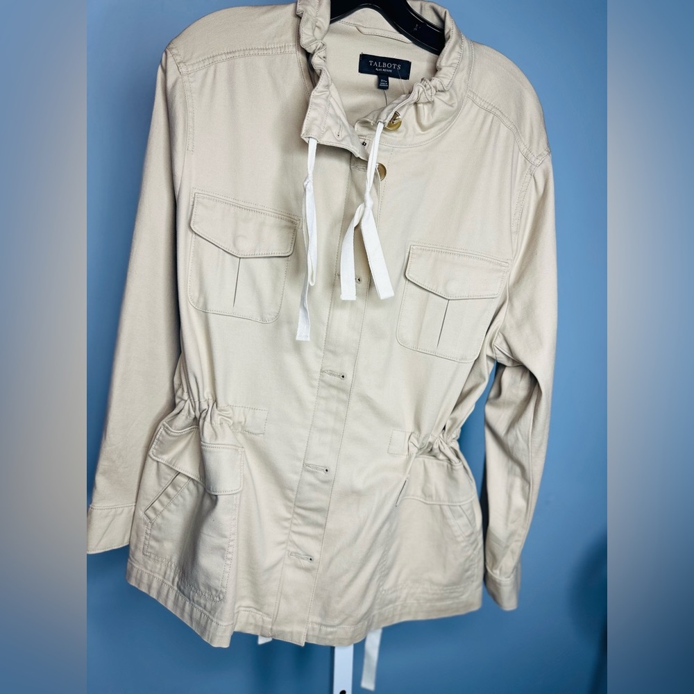 NWT Talbots Khaki 4 Pocket Utility Jacket Women's Plus Size 2XL Petite
